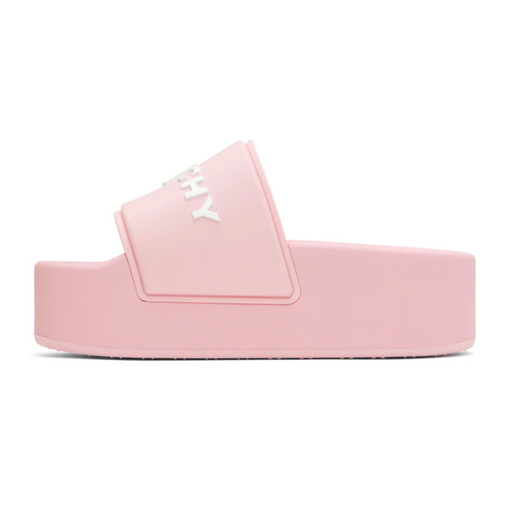 Givenchy Pink Platform Rubber White Logo Slide On Pool Sandal Flip Flop Flat 41 - Picture 6 of 11